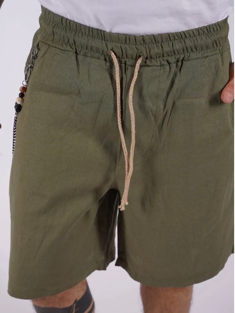 Βερμούδα λινή χακί