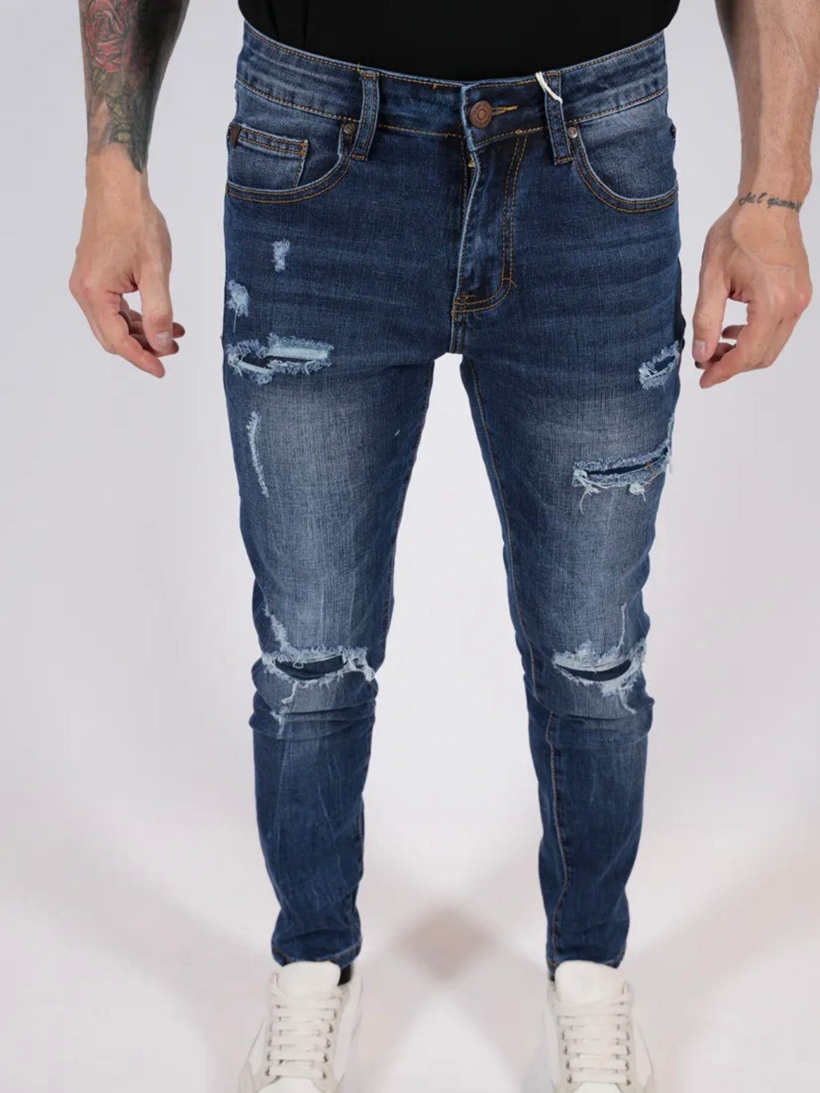 Τζιν με σκισίματα σκούρο μπλε