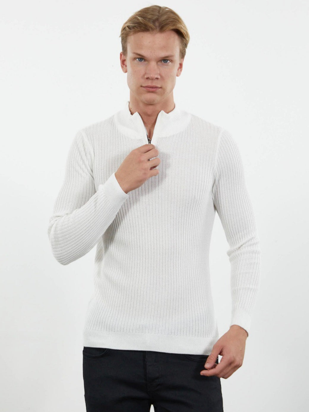 Μπλούζα με φερμουάρ άσπρη