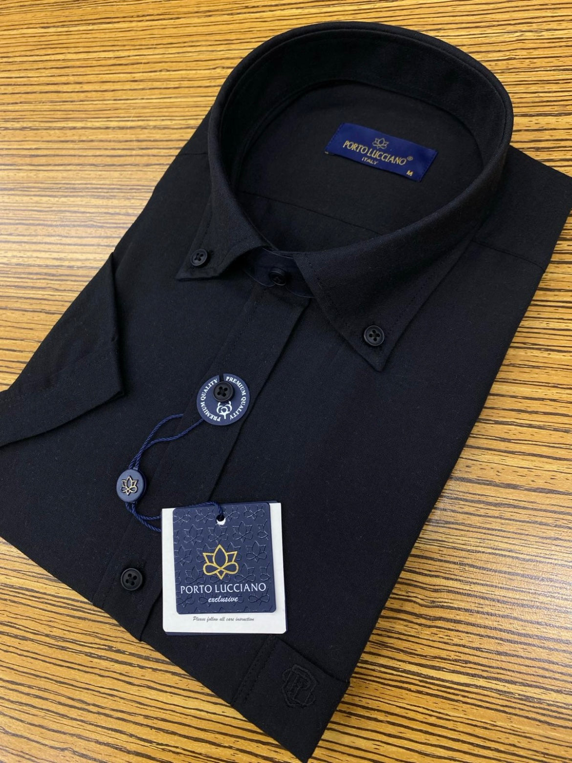 Πουκάμισο PORTO LUCCIANO κοντομάνικο μαύρο