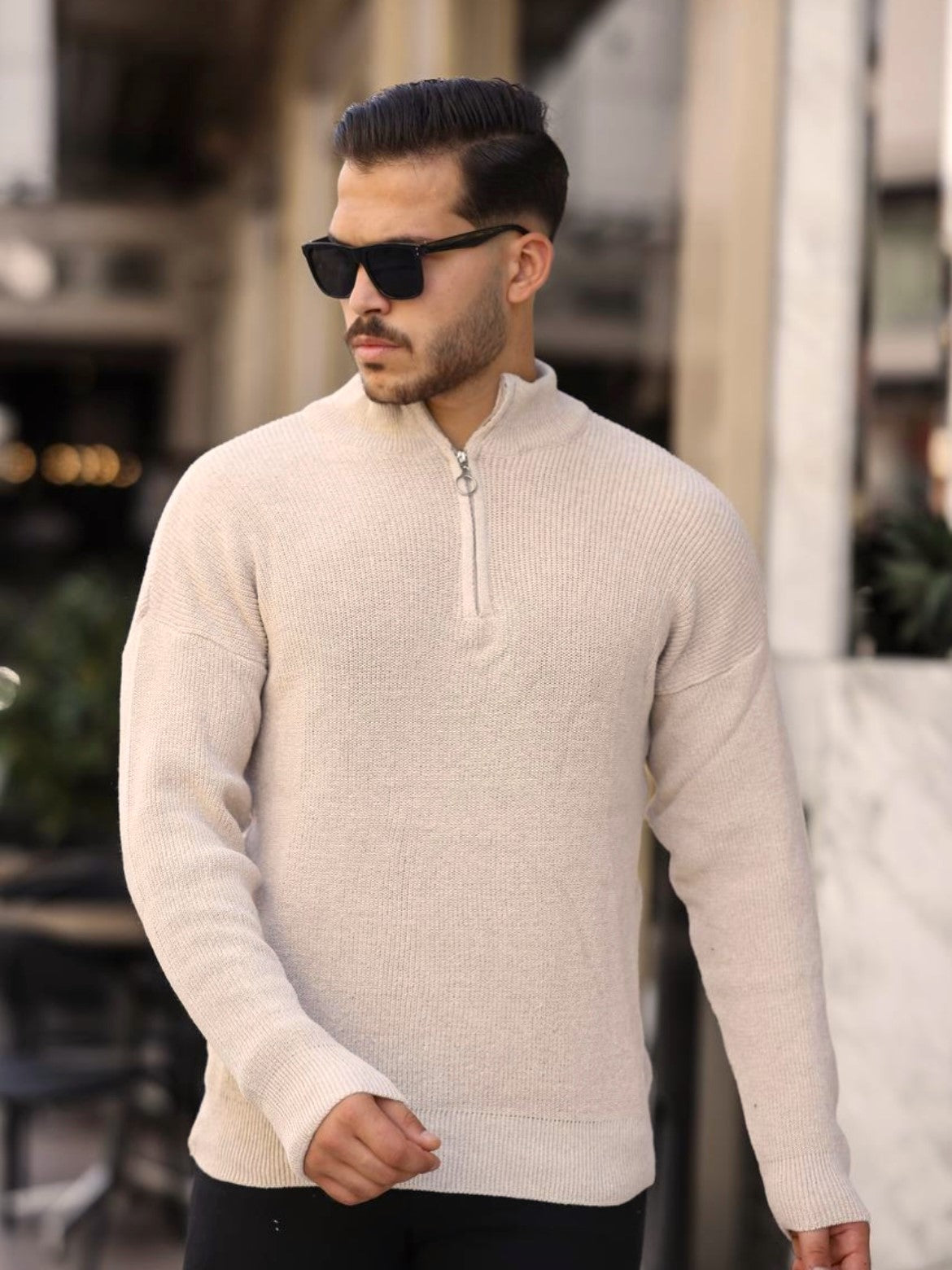 Μπλούζα με φερμουάρ TMB μπεζ