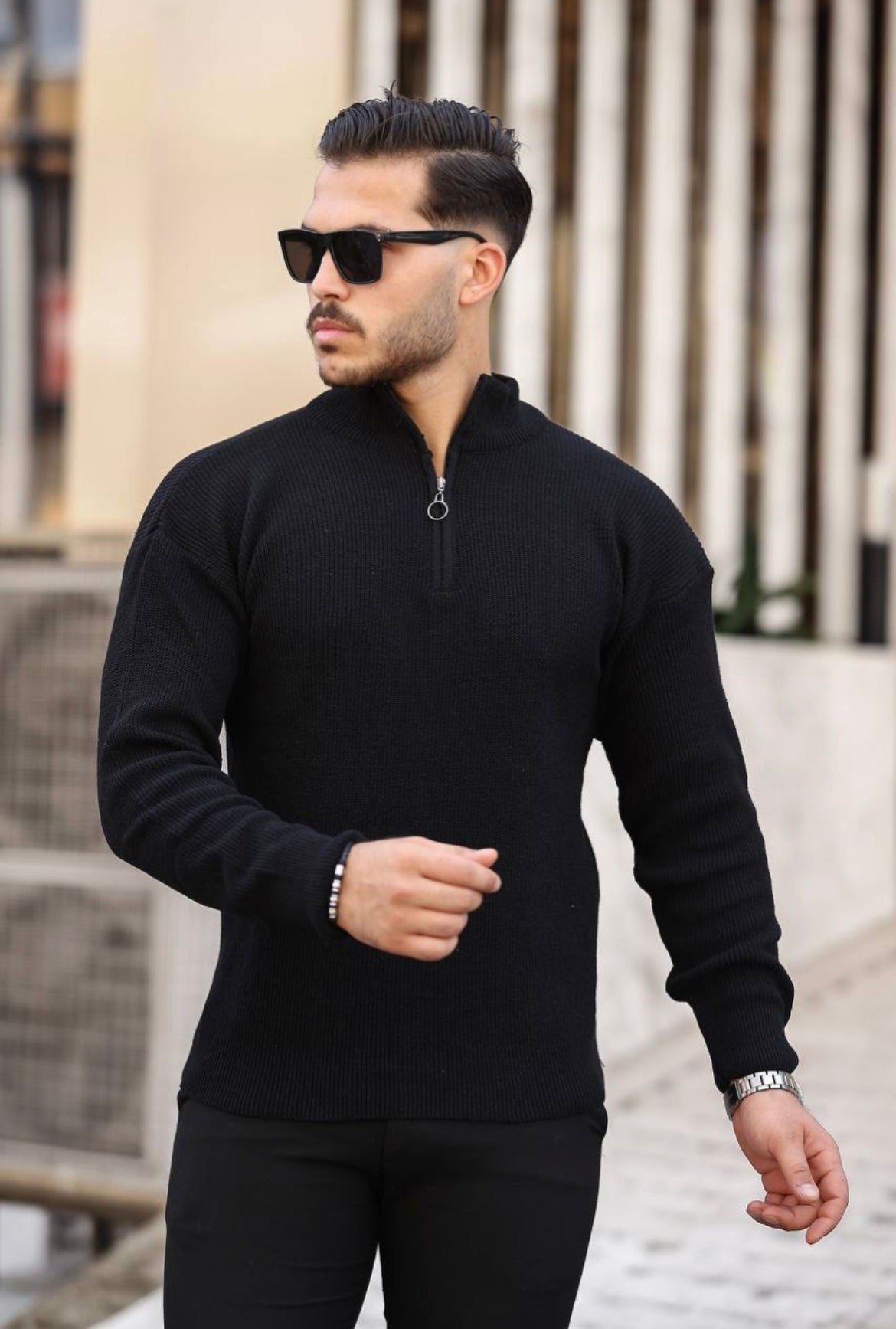 Μπλούζα με φερμουάρ TMB μαύρη