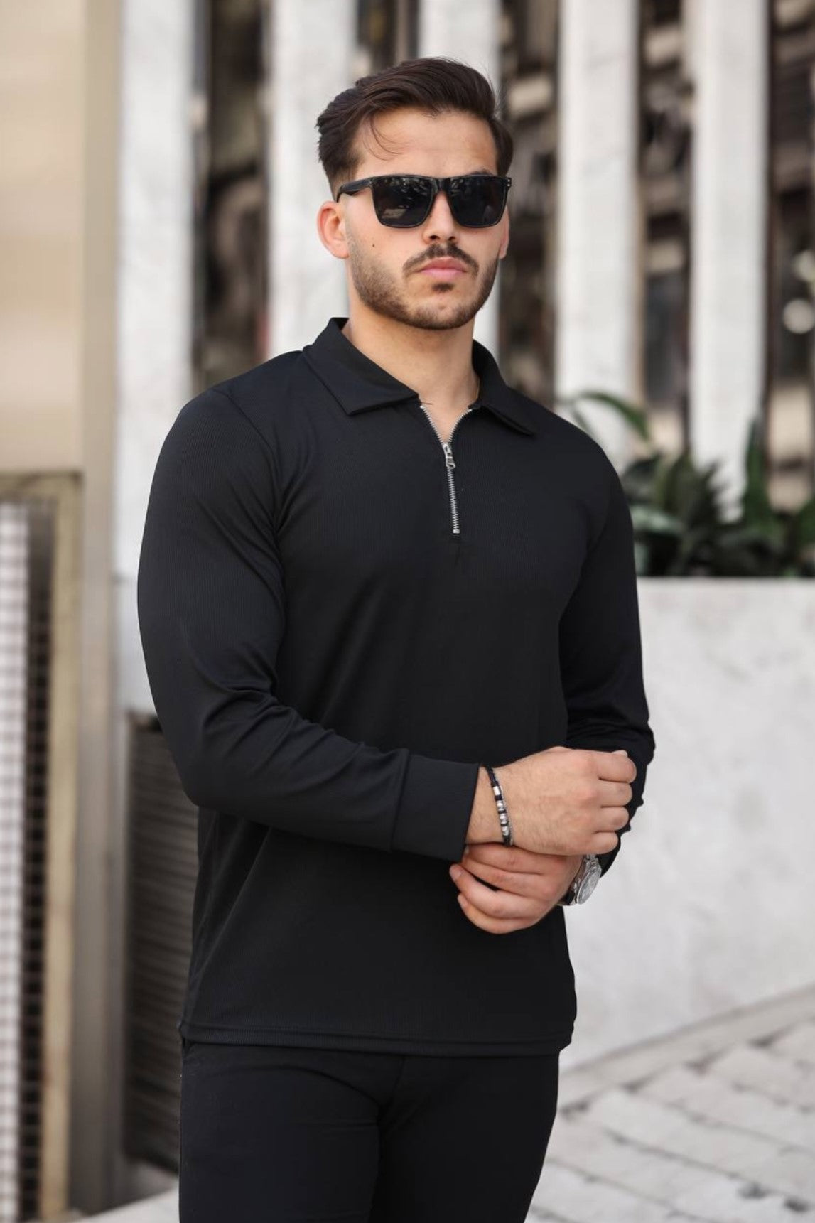 Μπλούζα με γιακά TMB μαύρη