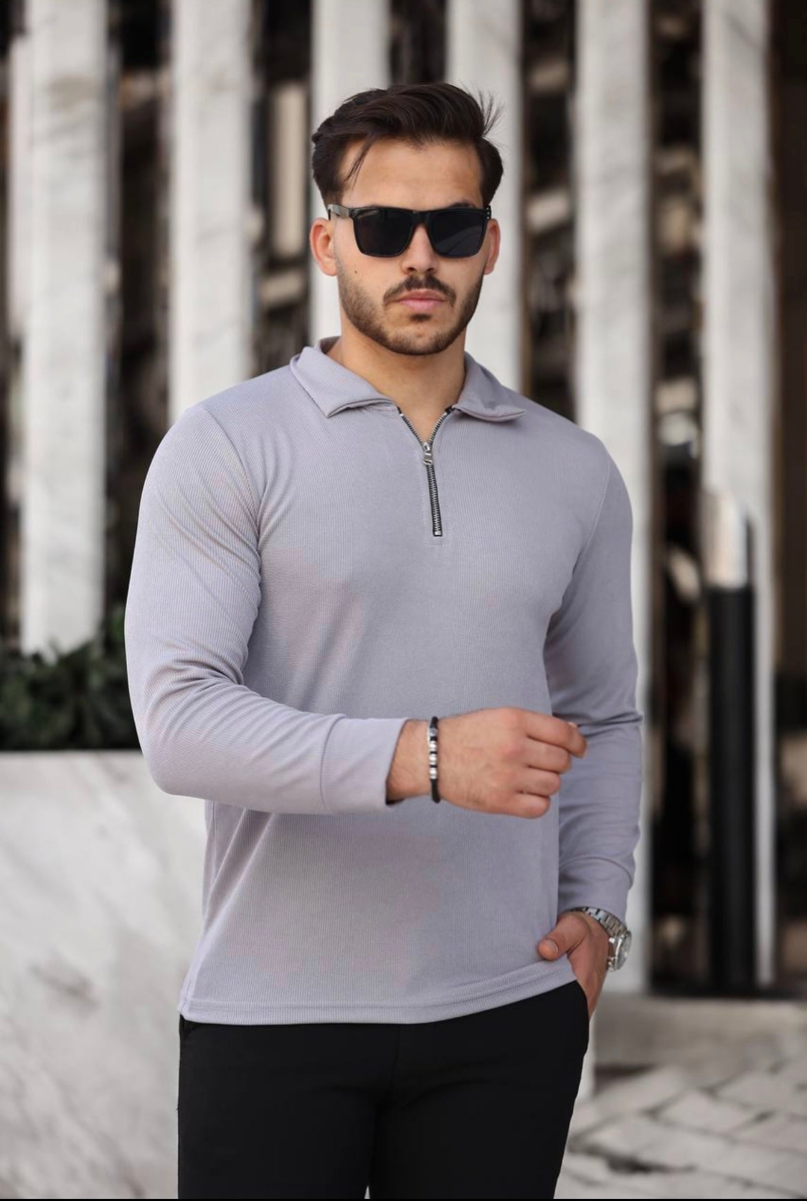 Μπλούζα με γιακά TMB γκρι