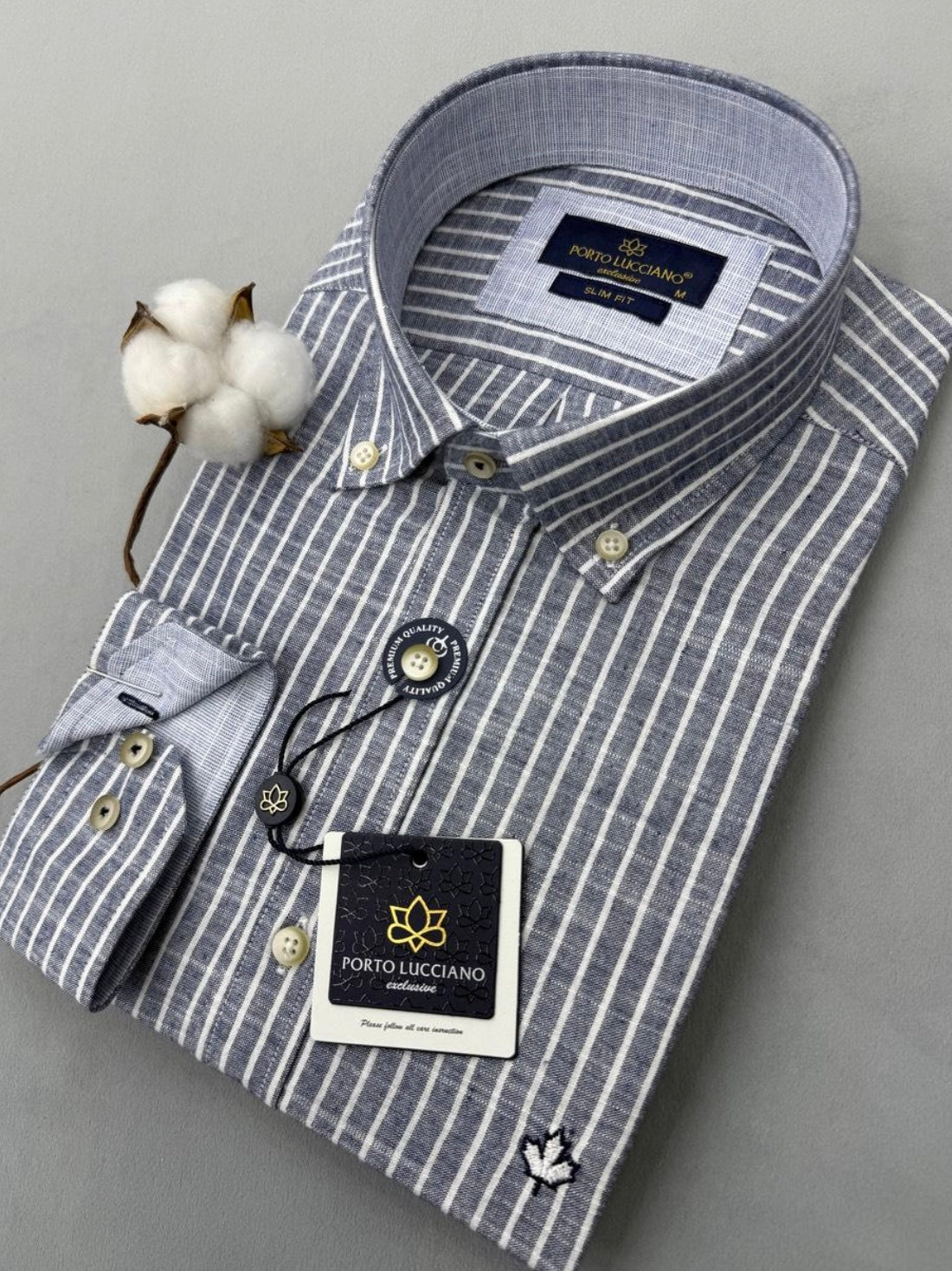 Πουκάμισο PORTO LUCCIANO λινό ριγέ μαύρο