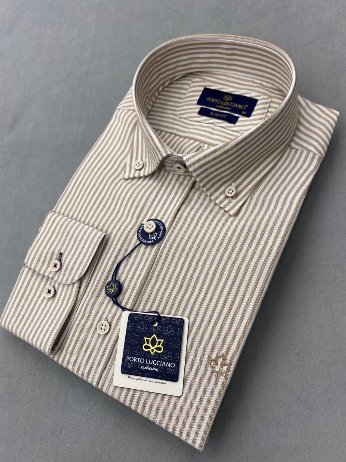Πουκάμισο PORTO LUCCIANO ριγέ μπεζ