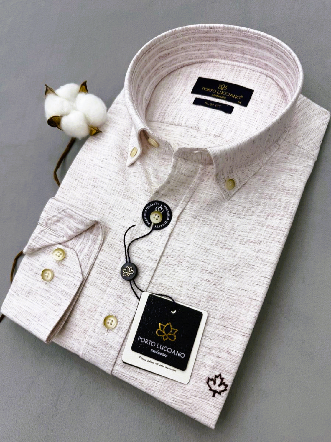 Πουκάμισο PORTO LUCCIANO εκρού με ροζ αποχρώσεις