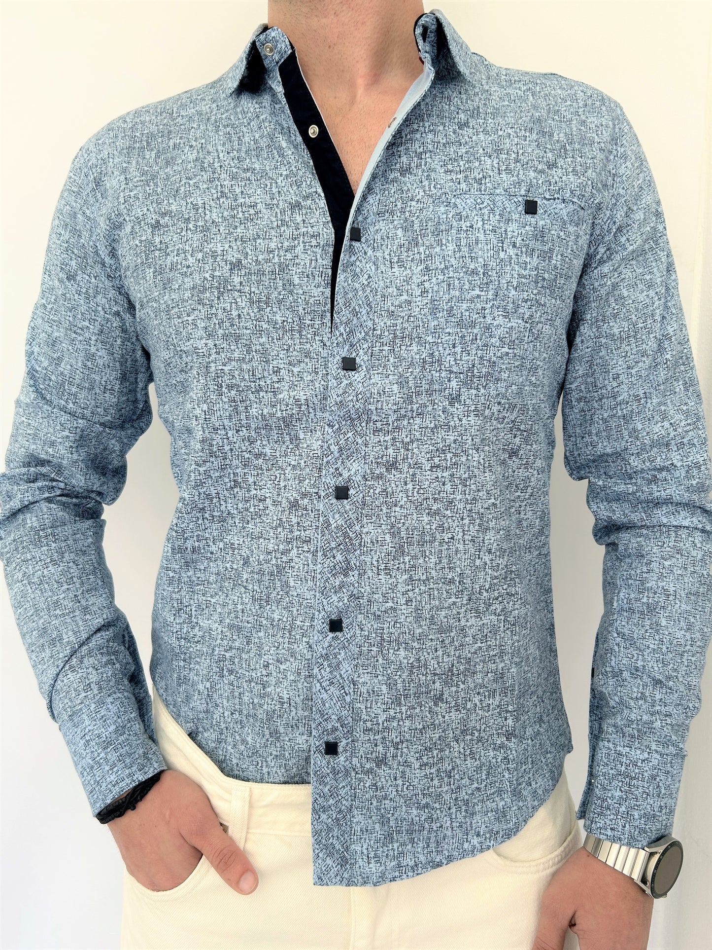 Πουκάμισο με σχέδια γαλάζιο