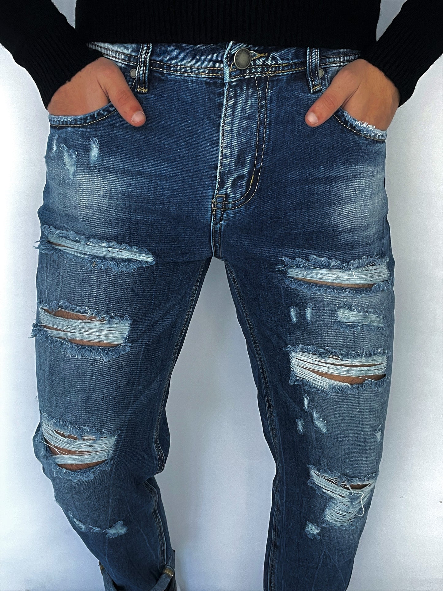 Τζιν με σκισίματα μπλε