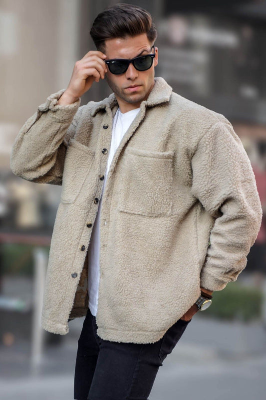 Ζακέτα MADMEXT Fleece μπεζ