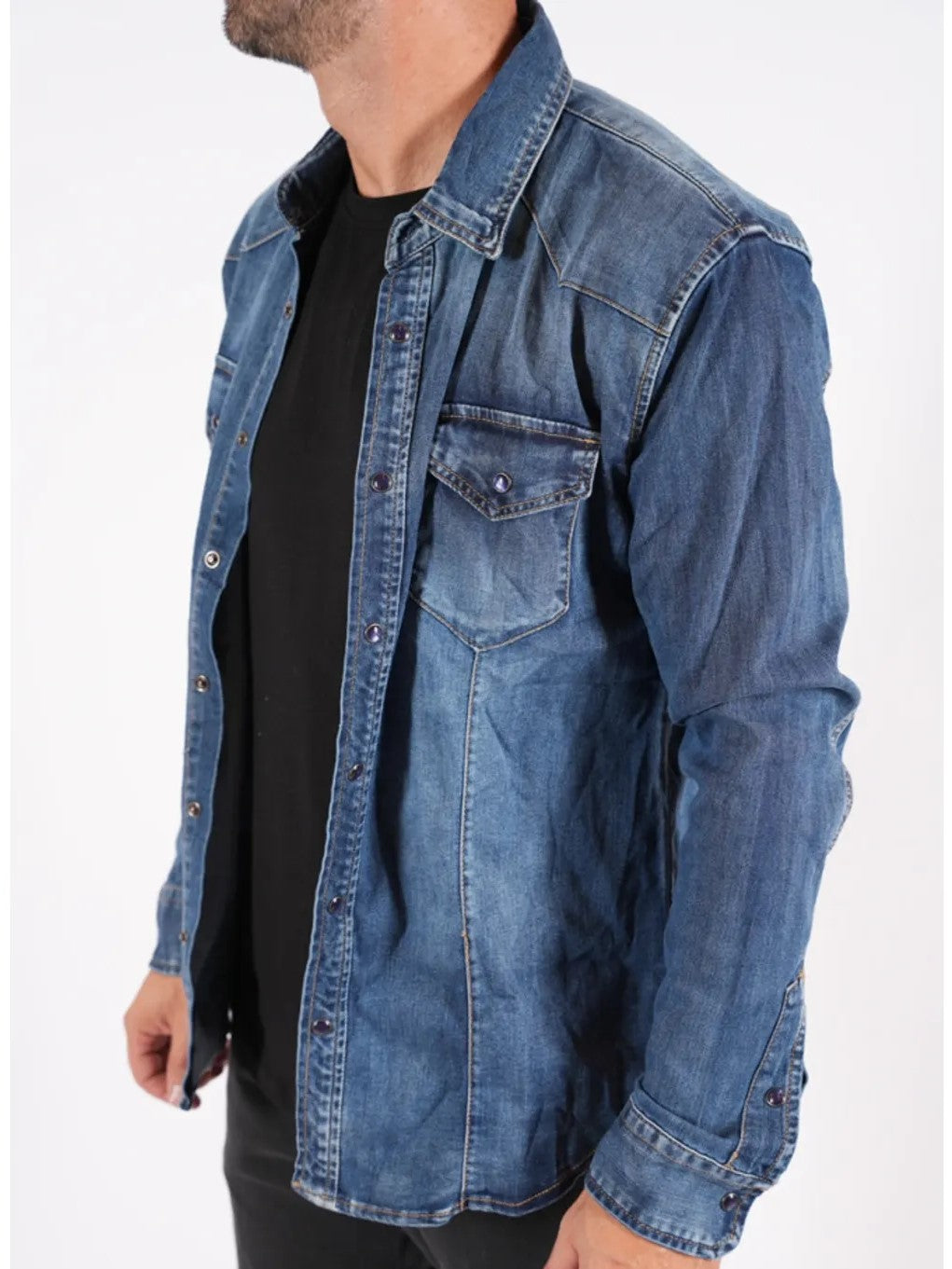 Πουκάμισο τζιν σκούρο μπλε
