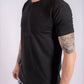 Μπλούζα κοντομάνικη μαύρη με κόψιμο στο τέλος