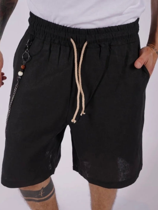 Βερμούδα λινή μαύρη