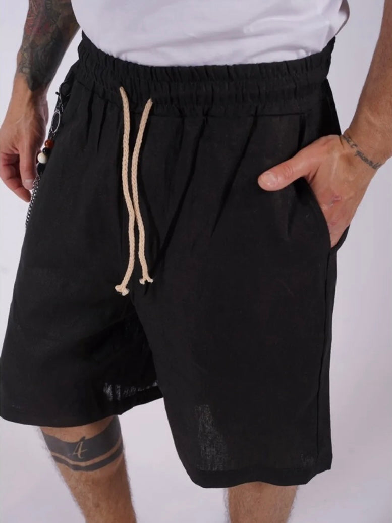 Βερμούδα λινή μαύρη