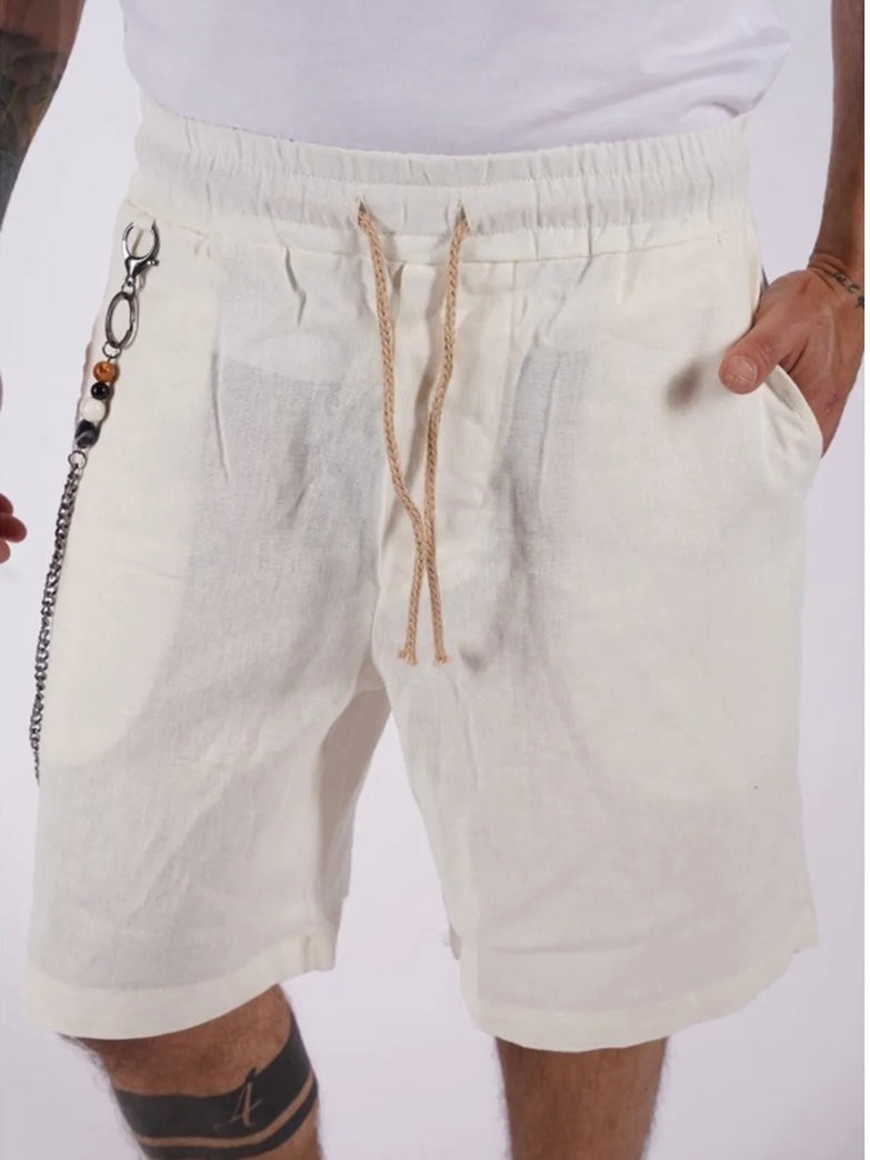 Βερμούδα λινή εκρού