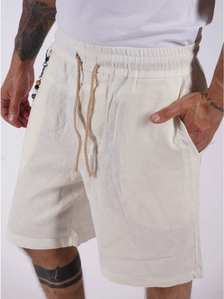 Βερμούδα λινή εκρού