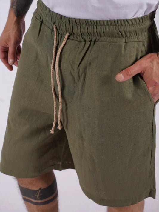 Βερμούδα λινή χακί