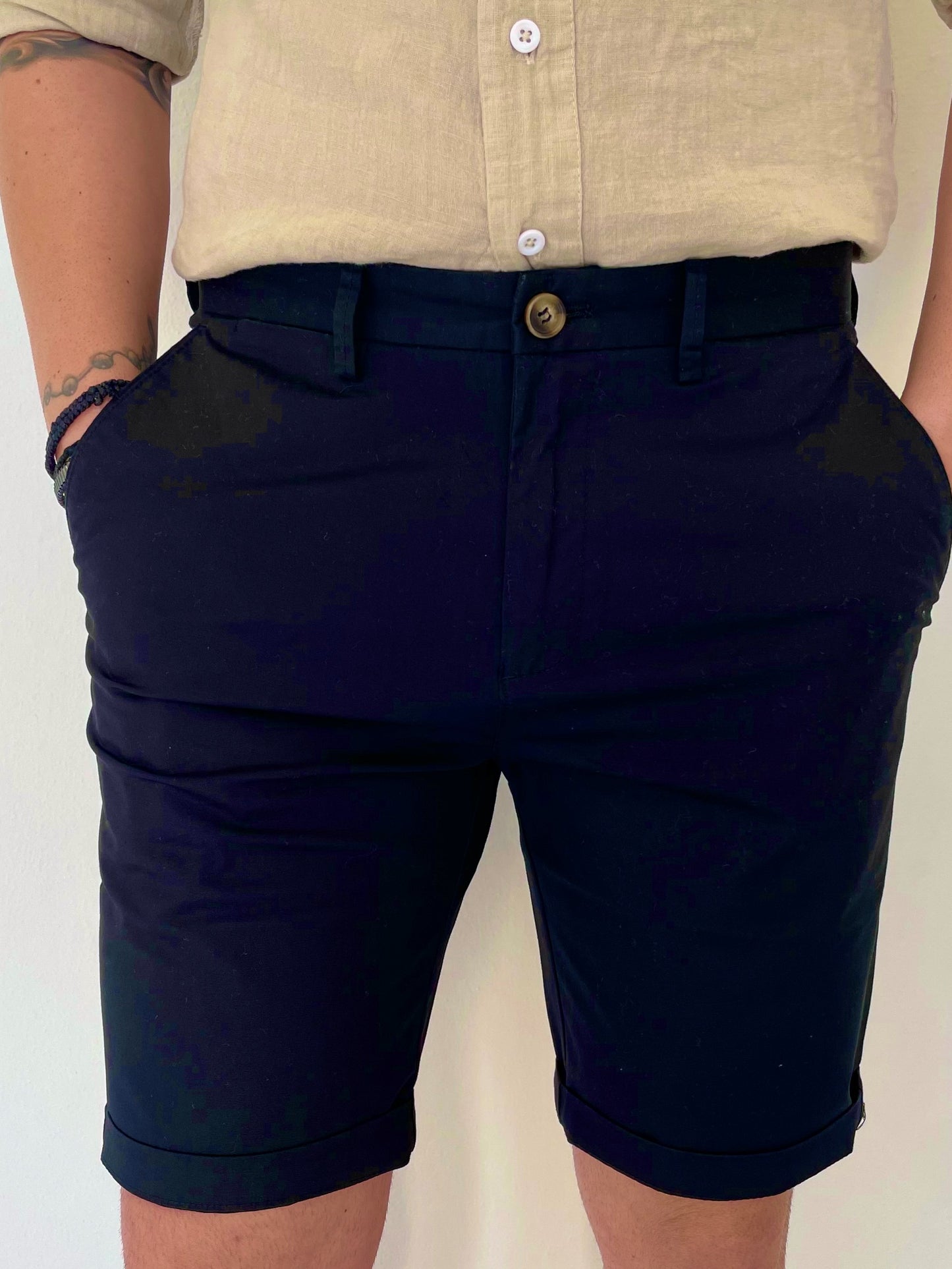 Βερμούδα υφασμάτινη σκούρα μπλε