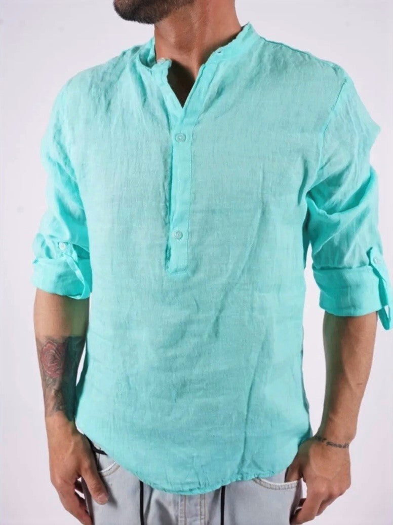 Πουκαμίσα λινή μέντα