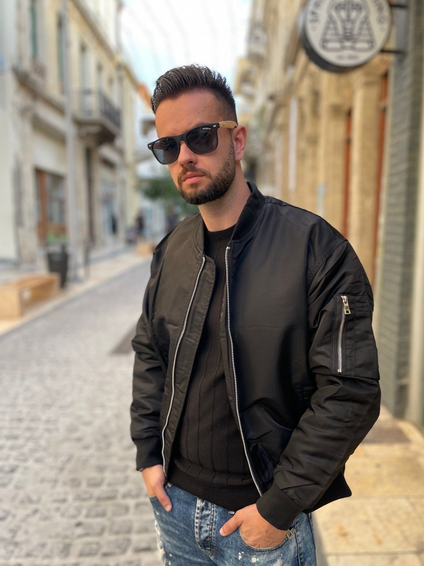 Μπουφάν FLY BOMBER μαύρο