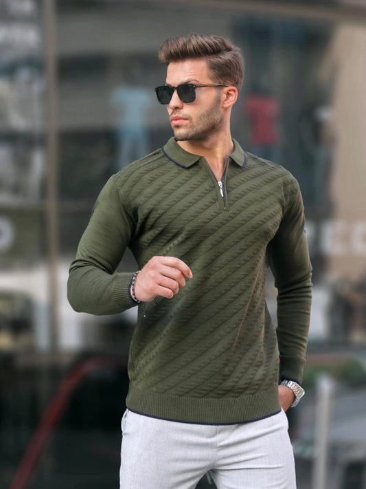 Μπλούζα με φερμουάρ MADMEXT χακί