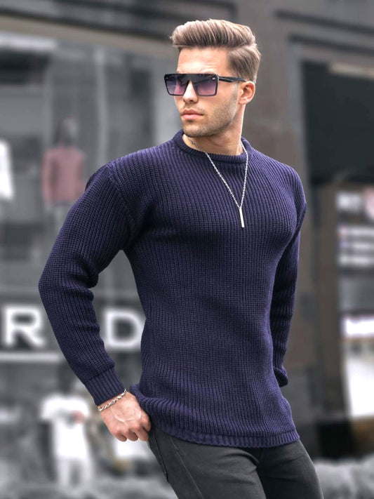 Πουλόβερ πλεκτό MADMEXT σκούρο μπλε