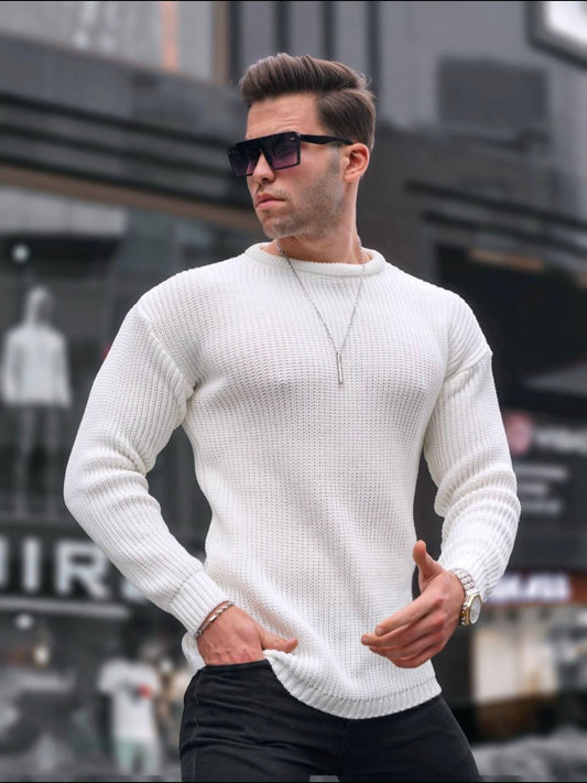 Πουλόβερ πλεκτό MADMEXT άσπρο