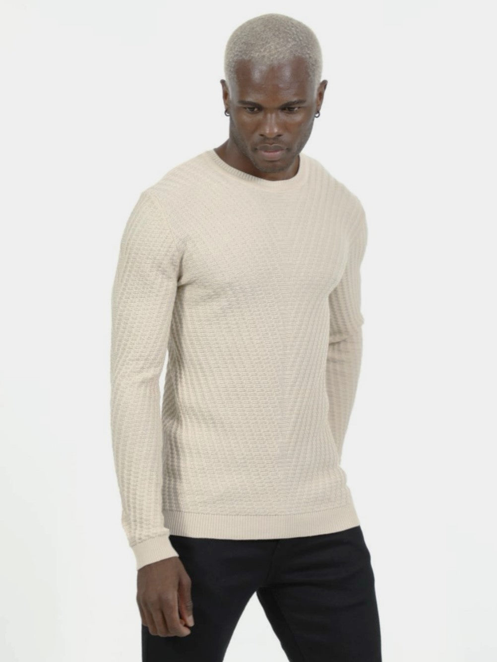 Μπλούζα πλεκτή με ανάγλυφη υφή μπεζ