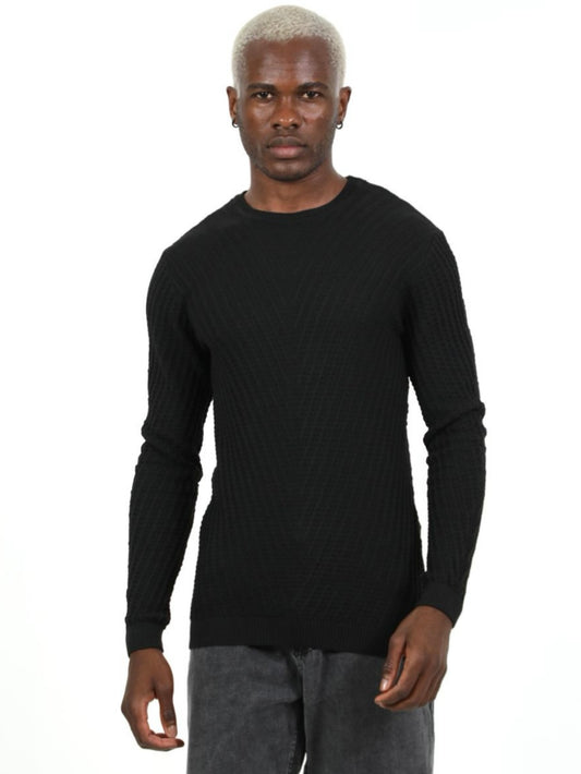 Μπλούζα πλεκτή με ανάγλυφη υφή μαύρη