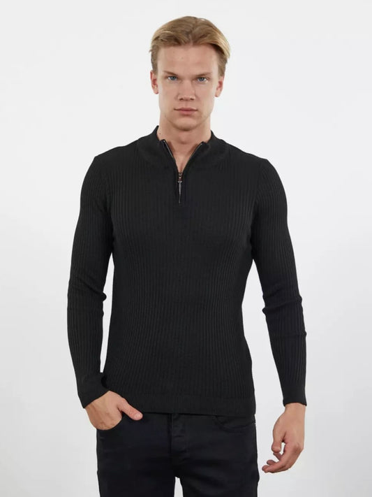 Μπλούζα με φερμουάρ μαύρη