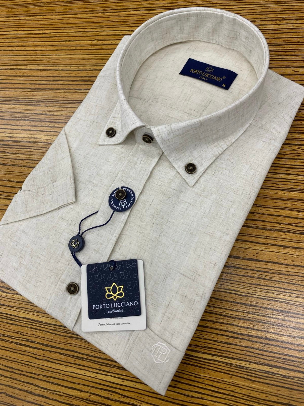 Πουκάμισο PORTO LUCCIANO κοντομάνικο εκρού