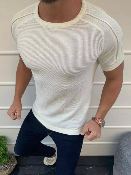 Μπλούζα κοντομάνικη πλεκτή λευκή