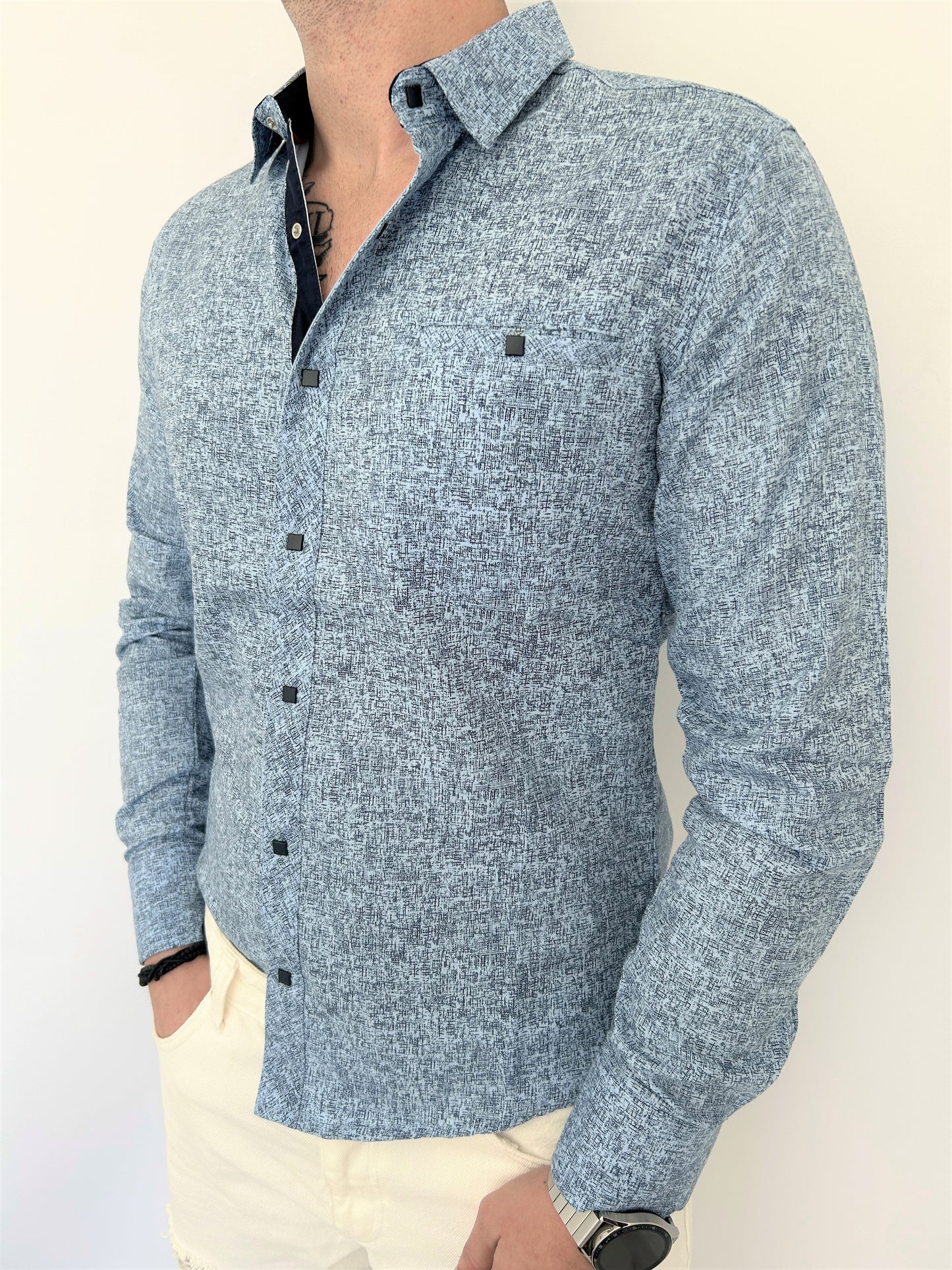 Πουκάμισο με σχέδια γαλάζιο