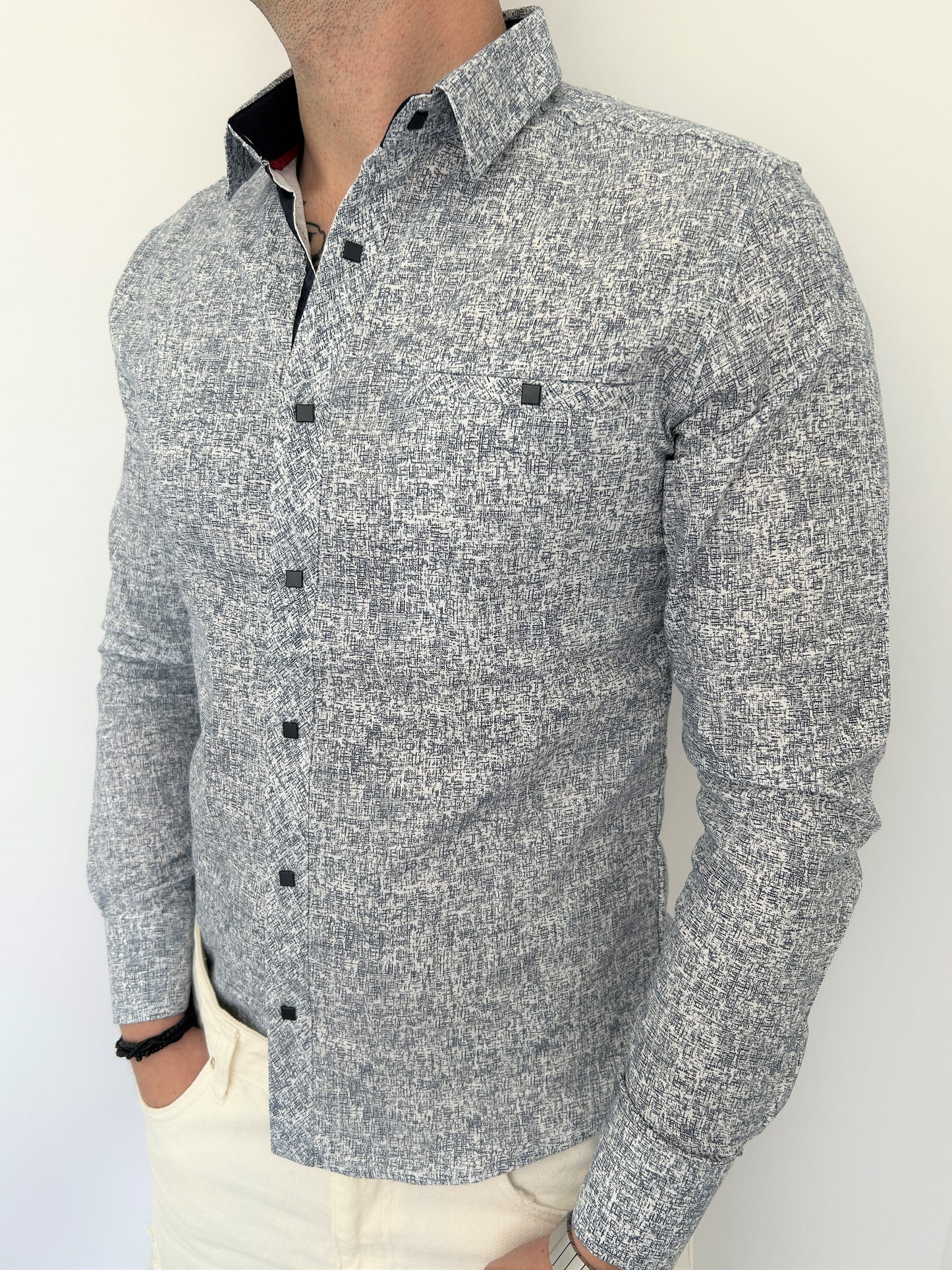 Πουκάμισο με σχέδια λευκό