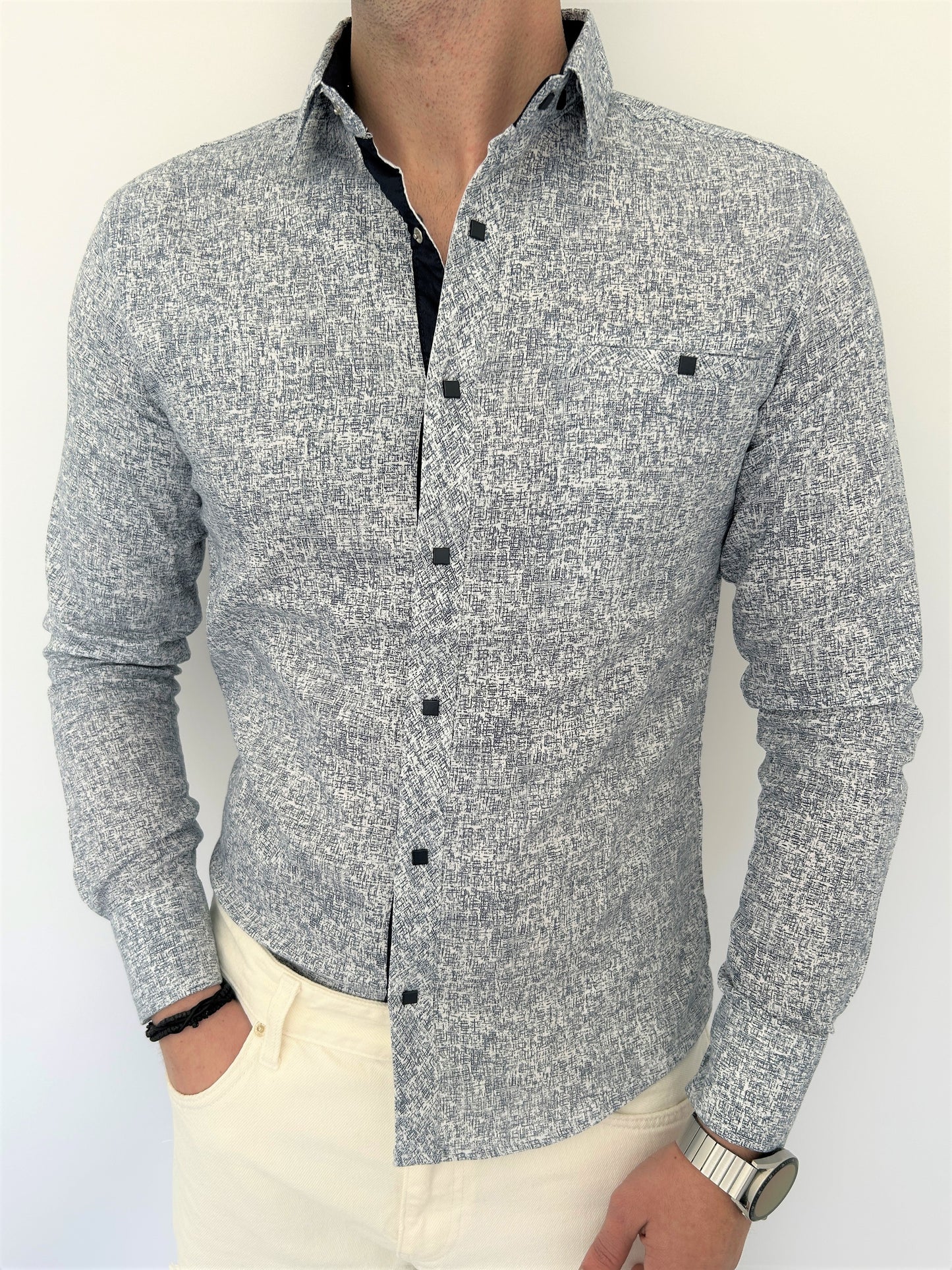 Πουκάμισο με σχέδια λευκό